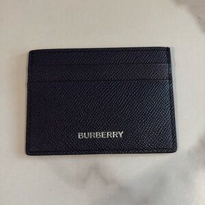 NWOT Burberry Sandon Business Small Blue Grained Leather Card Case Wallet